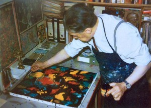 Adolf Frankl at work in his studio   